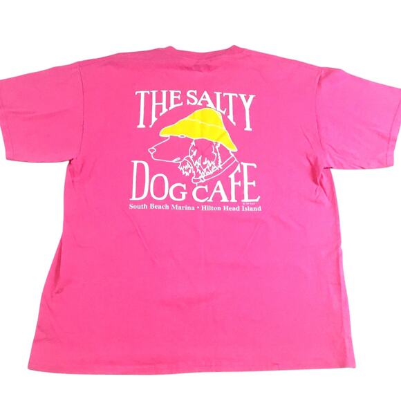 Salty Dog Cafe T-Shirt Pink Classic Logo Yellow Hat Size XL - Picture 1 of 3